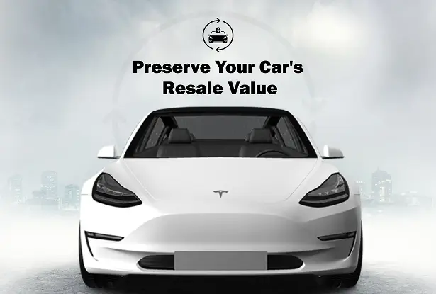 White Tesla Model 3 with clean, flawless paint finish, representing how PPF helps retain resale value by preserving vehicle condition.