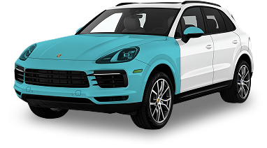 Car wrapped in PPF over entire front including hood, fenders, bumper, mirrors, and headlights for full front coverage.