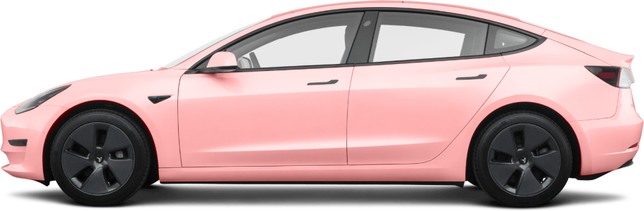 Tesla wrapped in a soft pastel pink finish.
